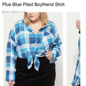 ⭐️FINAL⭐️NWT⭐️ Plus⭐️ Blue Plaid Boyfriend Shirt